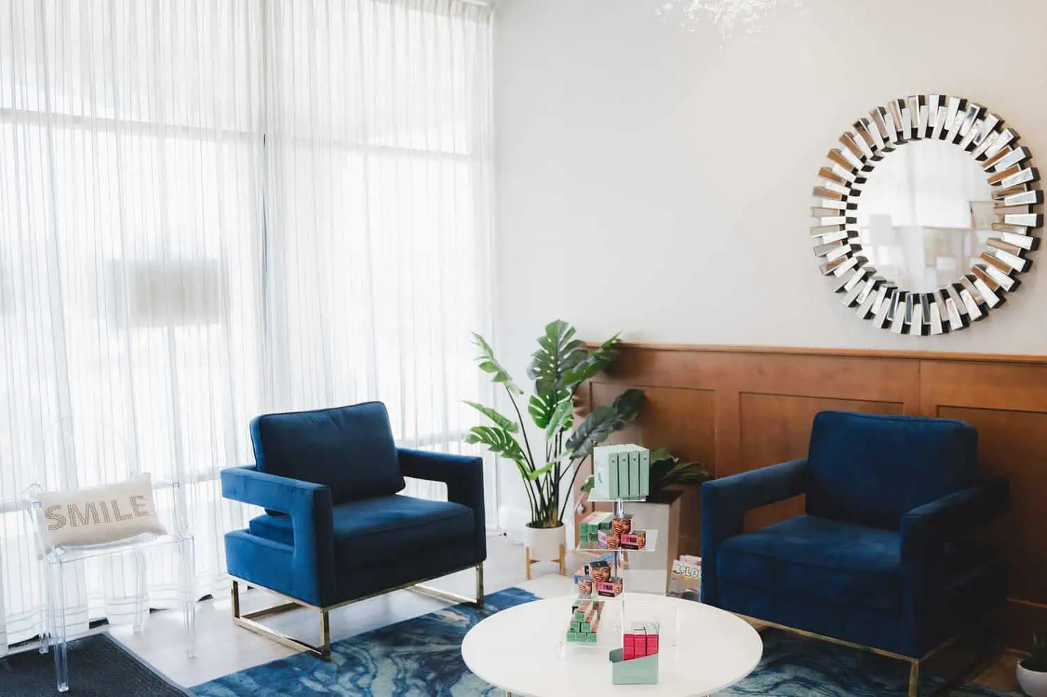 Modern waiting area inside Blissful Beauty Bar clinic in Niceville, FL | Blissful Beauty Bar